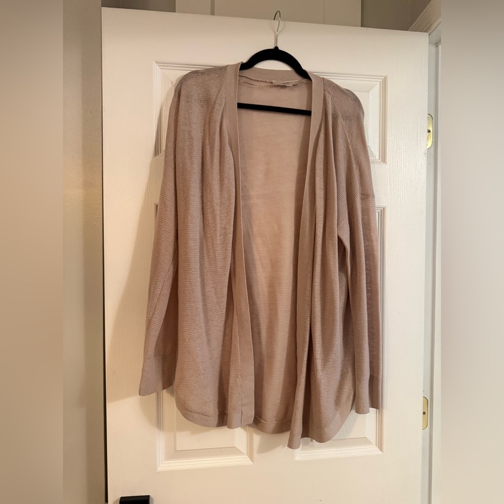 Loft Striped Shirttail Open Cardigan